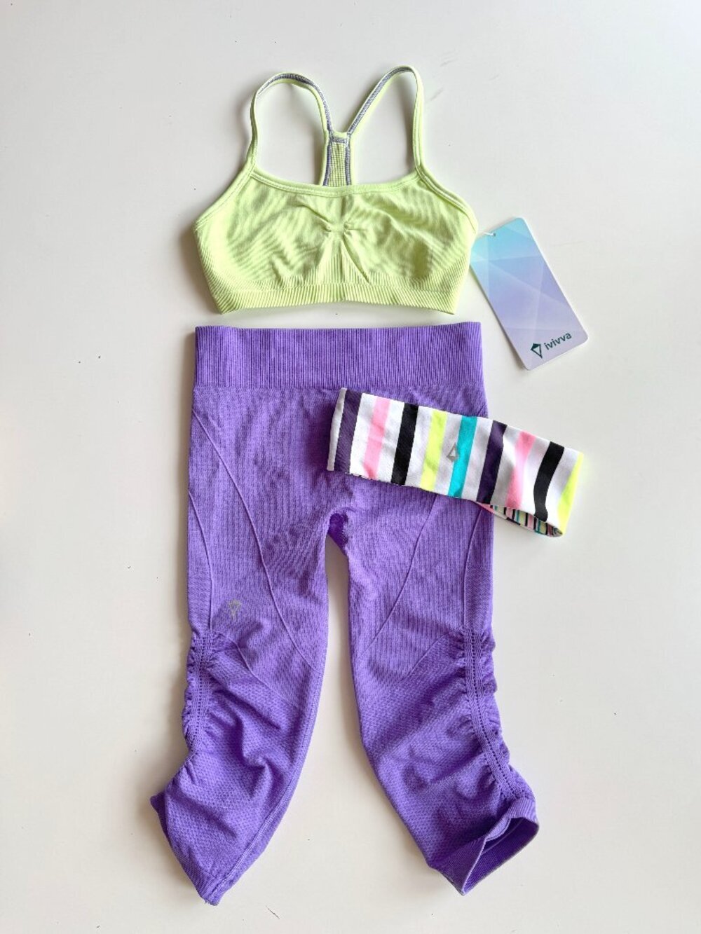 3pc Girls' IVIVVA Size 8 Set - Fly Tech Sports Bra & Breathe Love Flow Leggings